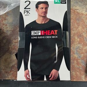 32 Degrees Men's Black Long Sleeve Crew Neck Tee - 2 Pack NWT XL
